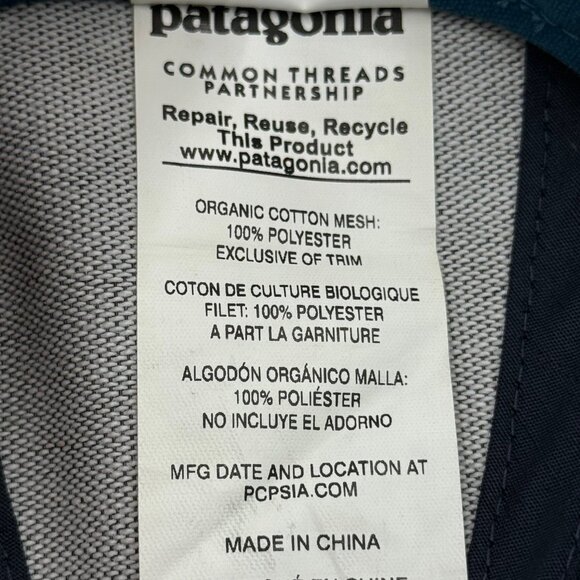 PATAGONIA Mesh Trucker Hat Mens One Size Trout Blue Teal Snapback Adjustable Cap - Picture 9 of 10